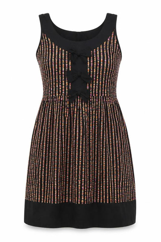Zuppe Womens Black Geometric Cotton Fit & Flare  Size 4  Square Neck