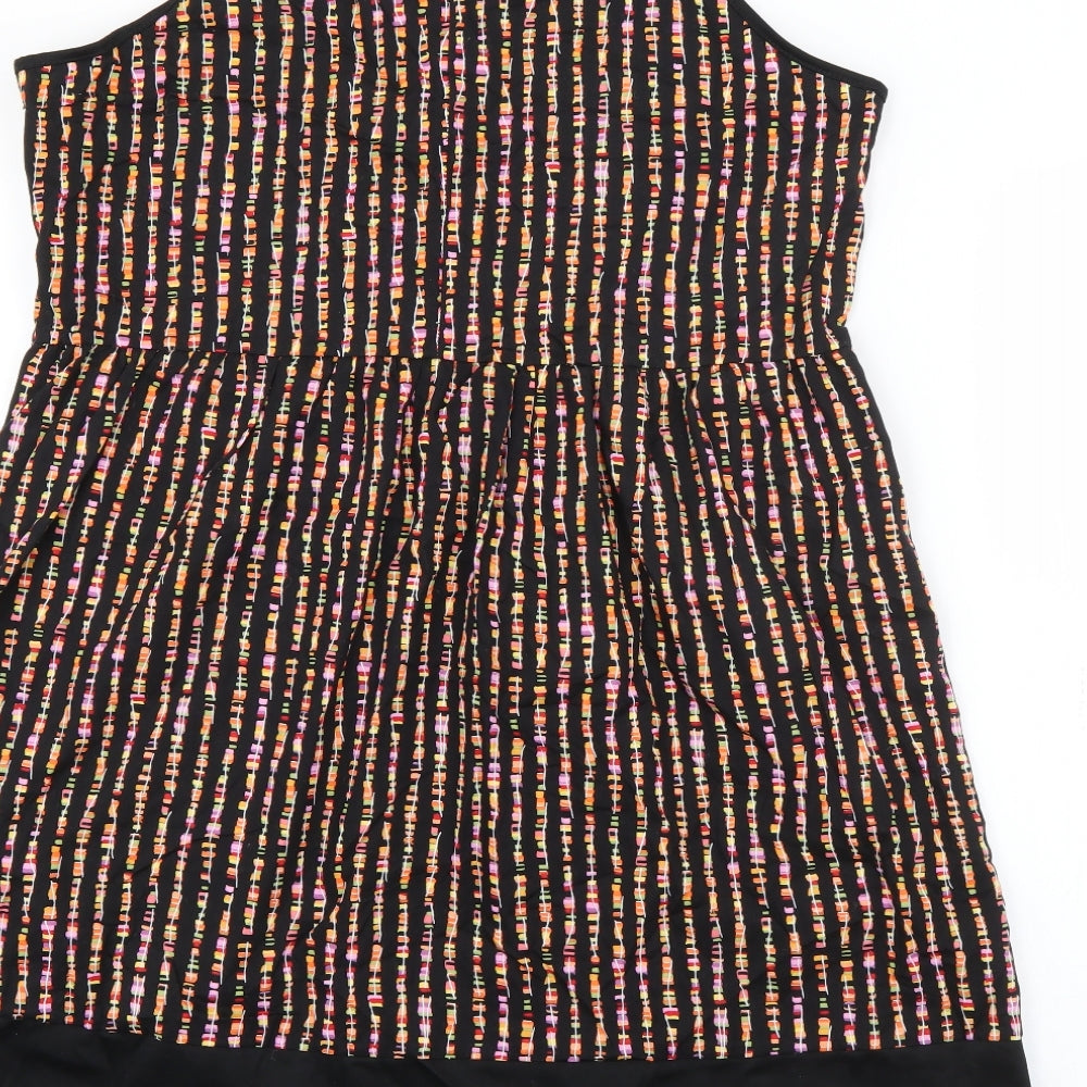 Zuppe Womens Black Geometric Cotton Fit & Flare  Size 4  Square Neck
