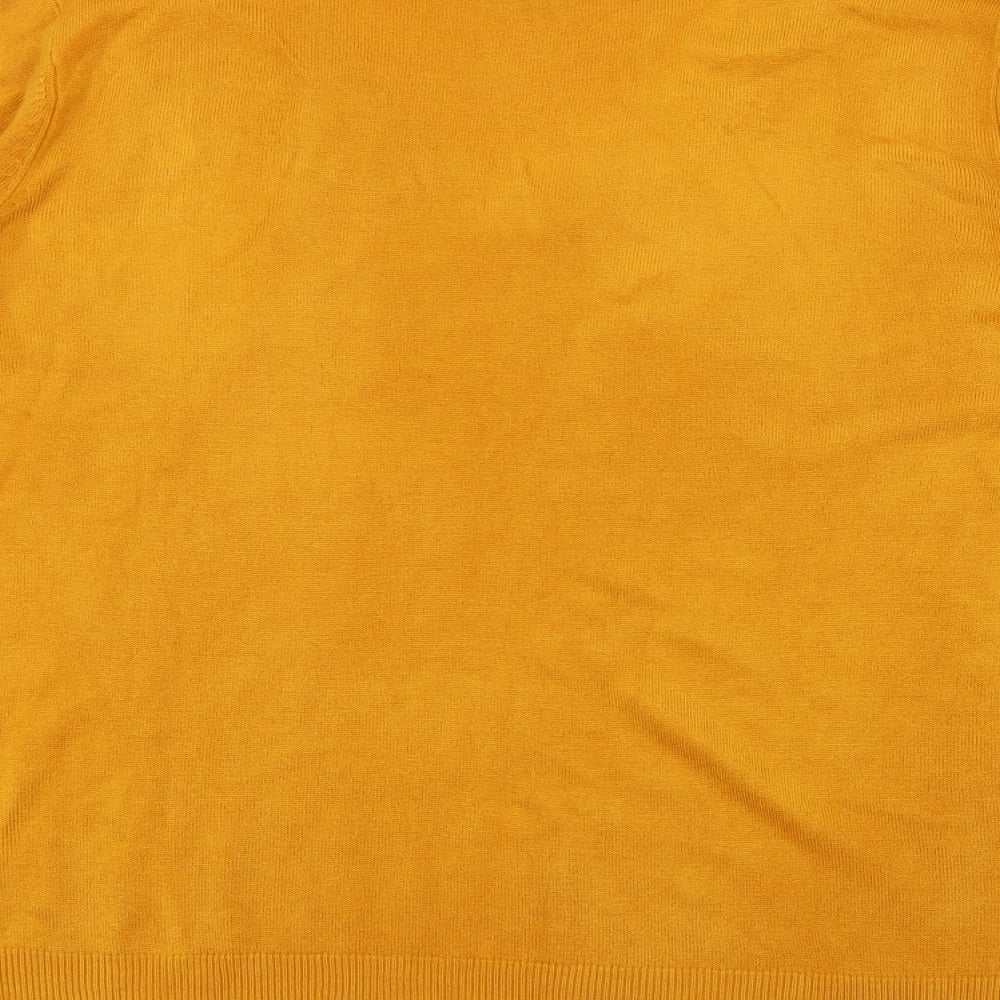 Primark Womens Yellow V-Neck  Acrylic Pullover Jumper Size L