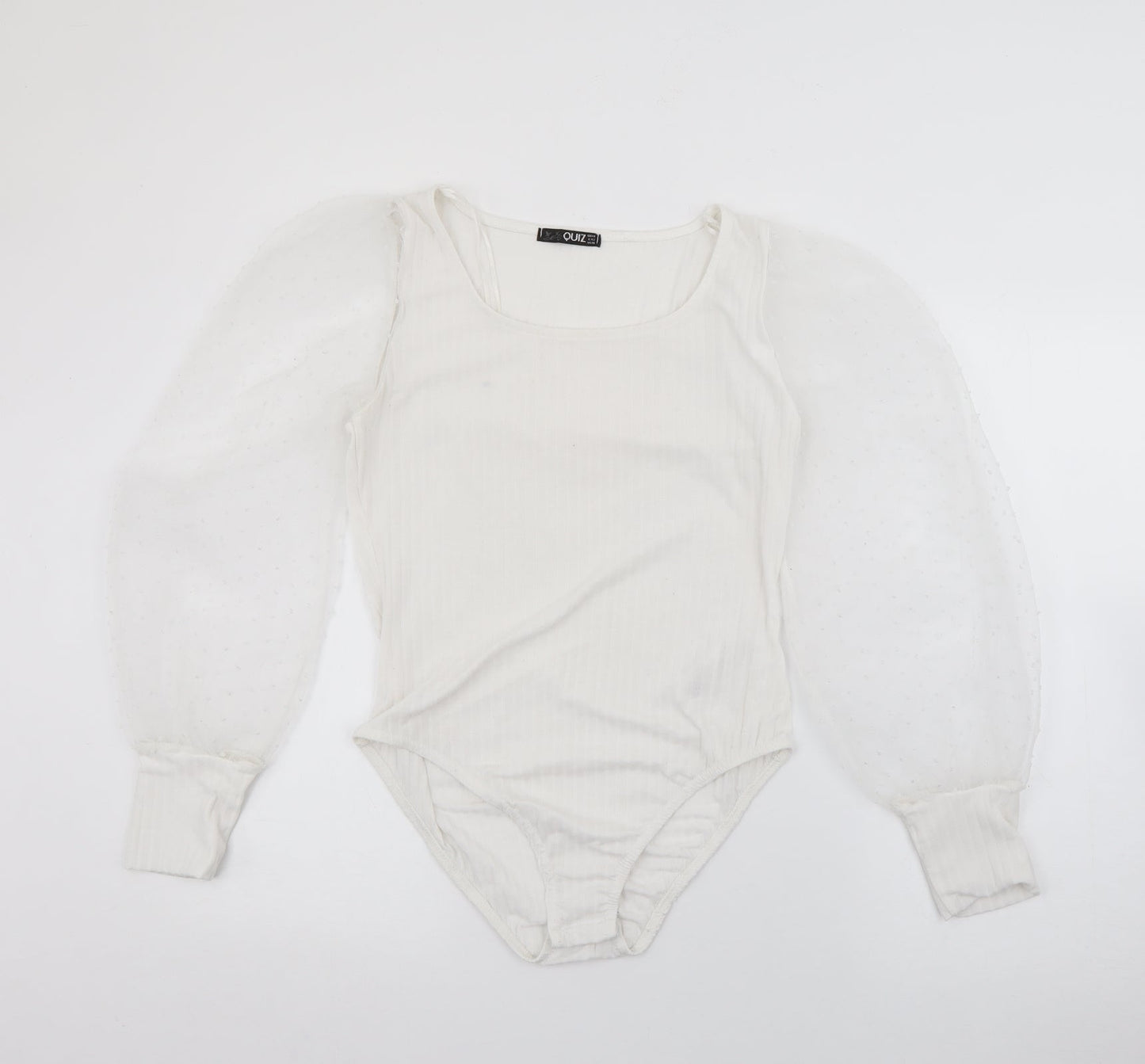 Quiz Womens White Square Neck  Polyester Pullover Jumper Size 14