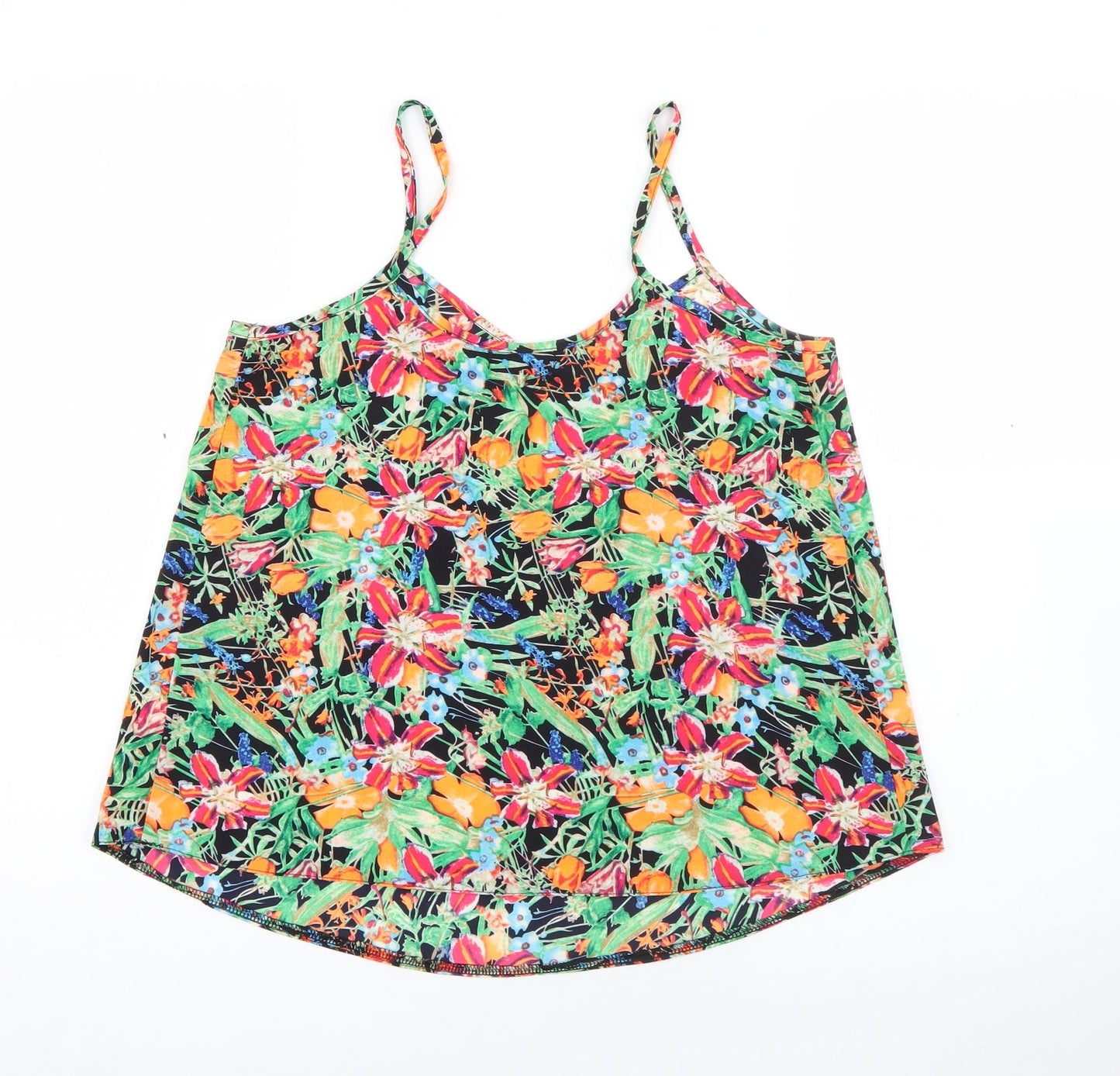 Exhibit Womens Multicoloured Floral Polyester Camisole Tank Size 10 V-Neck