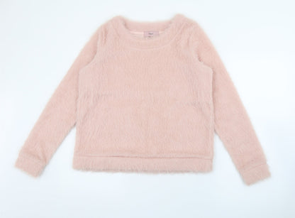 Next Womens Pink Crew Neck  Polyester Pullover Jumper Size 12