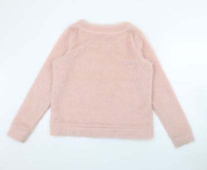 Next Womens Pink Crew Neck  Polyester Pullover Jumper Size 12