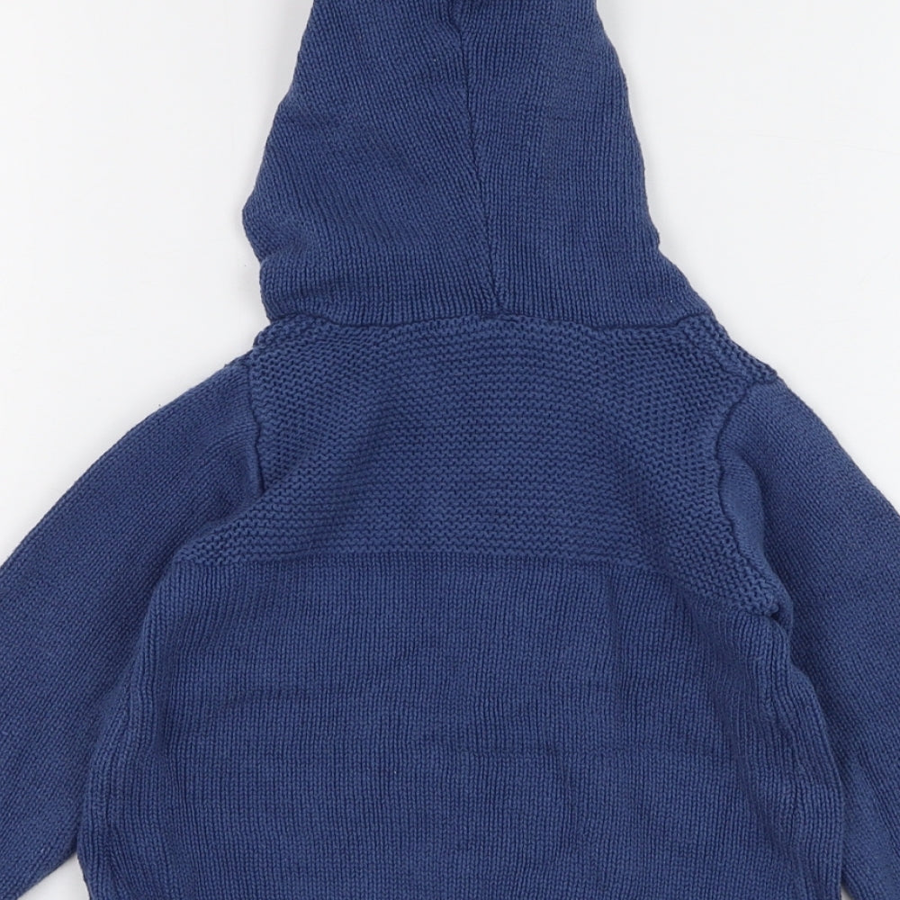 BHS Girls Blue  Cotton Pullover Jumper Size 6-9 Months  Button