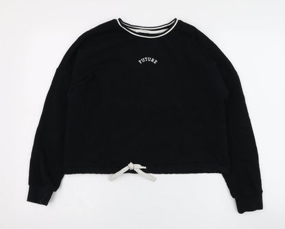 Marks & Spencer Girls Black  Cotton Pullover Sweatshirt Size 12-13 Years  Pullover - Future