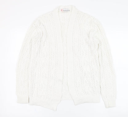 Beaumonde Womens Ivory Square Neck  Polyester Cardigan Jumper Size S