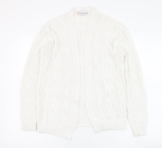 Beaumonde Womens Ivory Square Neck  Polyester Cardigan Jumper Size S