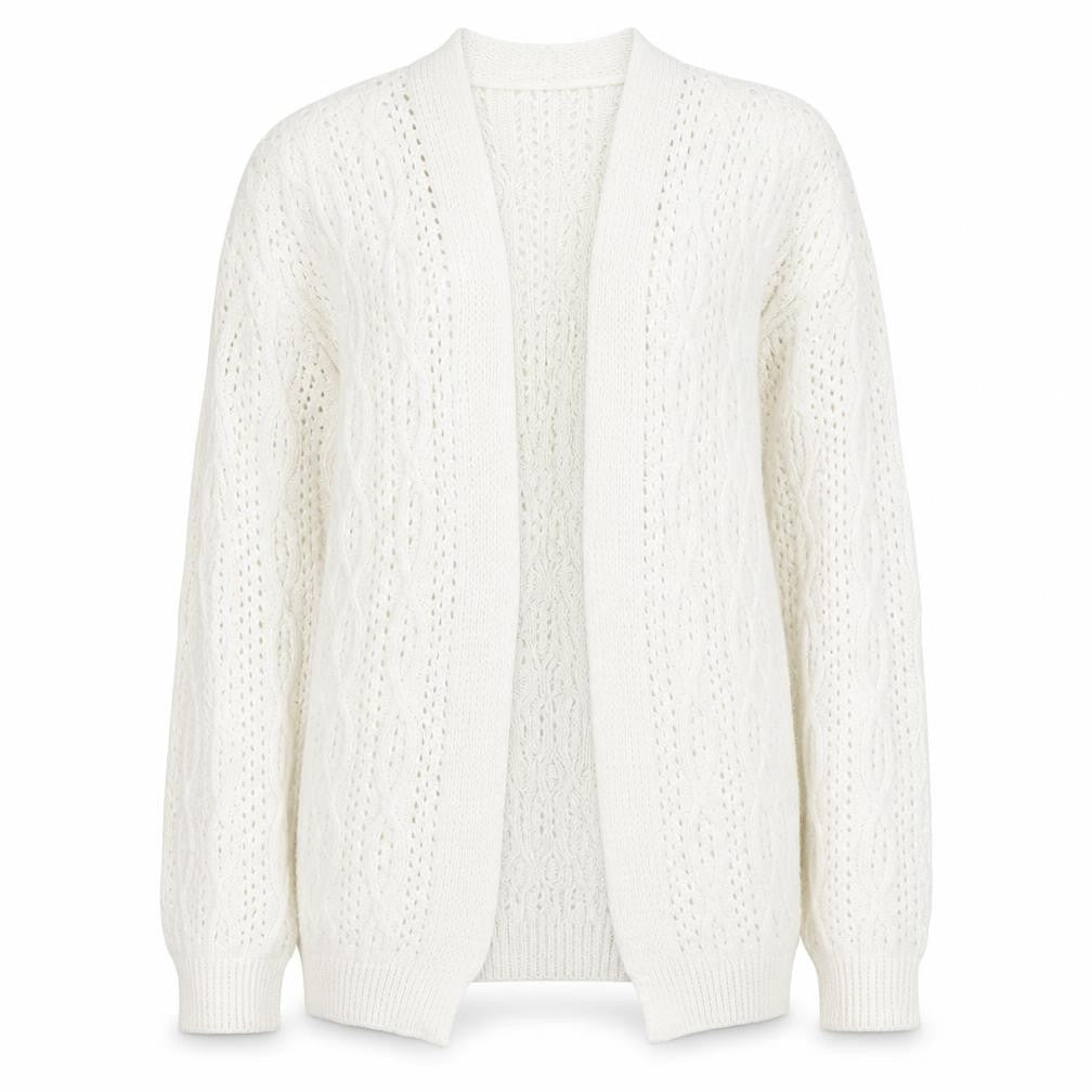Beaumonde Womens Ivory Square Neck  Polyester Cardigan Jumper Size S