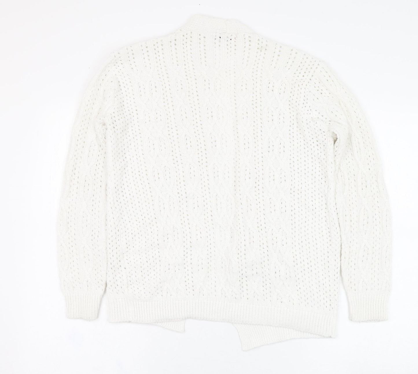 Beaumonde Womens Ivory Square Neck  Polyester Cardigan Jumper Size S