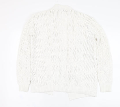 Beaumonde Womens Ivory Square Neck  Polyester Cardigan Jumper Size S