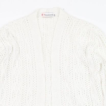 Beaumonde Womens Ivory Square Neck  Polyester Cardigan Jumper Size S