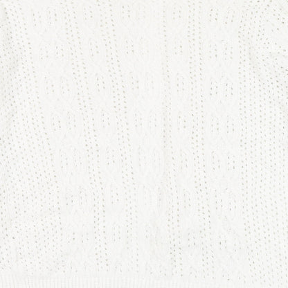 Beaumonde Womens Ivory Square Neck  Polyester Cardigan Jumper Size S