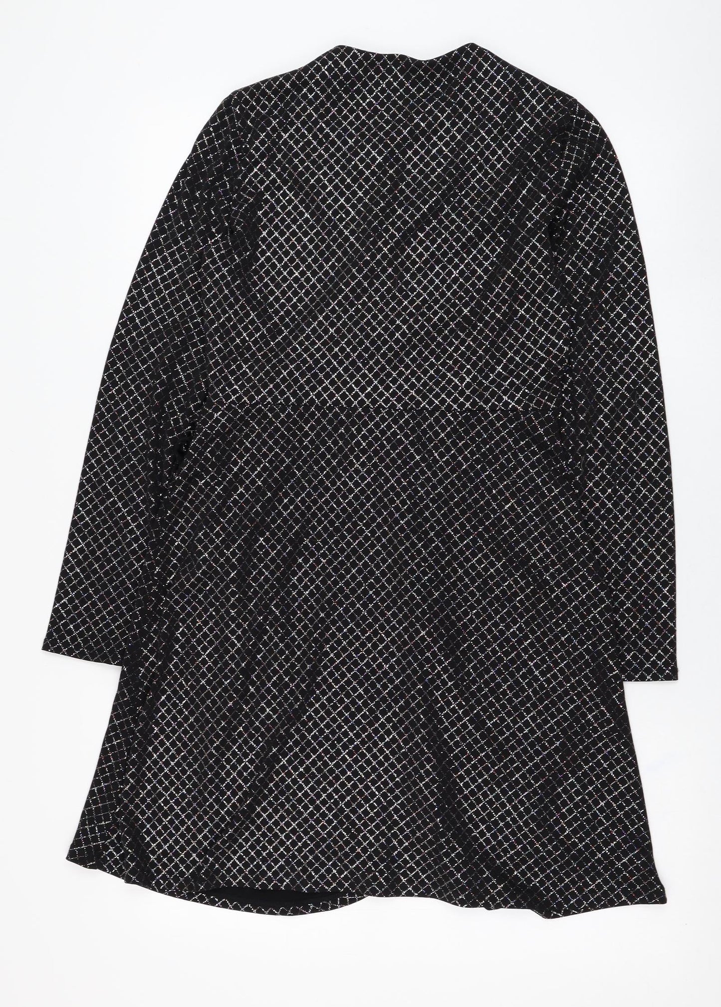 Red Herring Womens Black Check Polyester Wrap Dress  Size 10  V-Neck Tie
