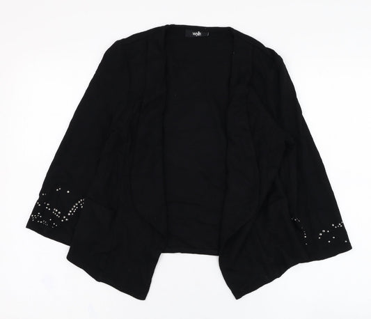 Wallis Womens Black Square Neck  Polyester Cardigan Jumper Size S