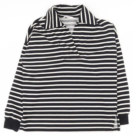 TU Womens Black Striped Cotton Pullover Sweatshirt Size 8  Pullover