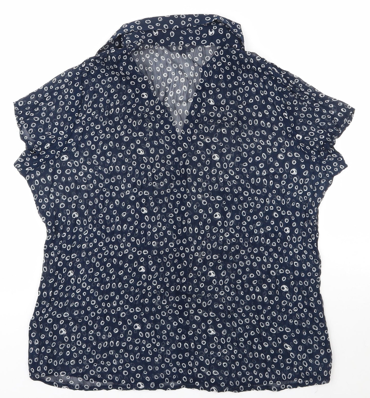 Katrin Womens Blue Geometric Polyester Basic Button-Up Size 14 Collared