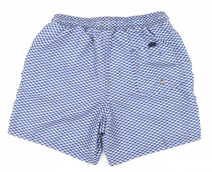 Easy Mens Blue Geometric Polyester Athletic Shorts Size S  Regular Drawstring