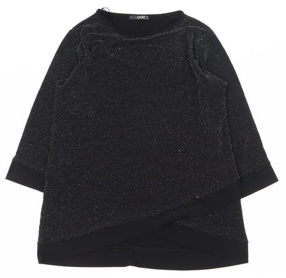 Quiz Womens Black  Nylon Basic T-Shirt Size 10 Round Neck