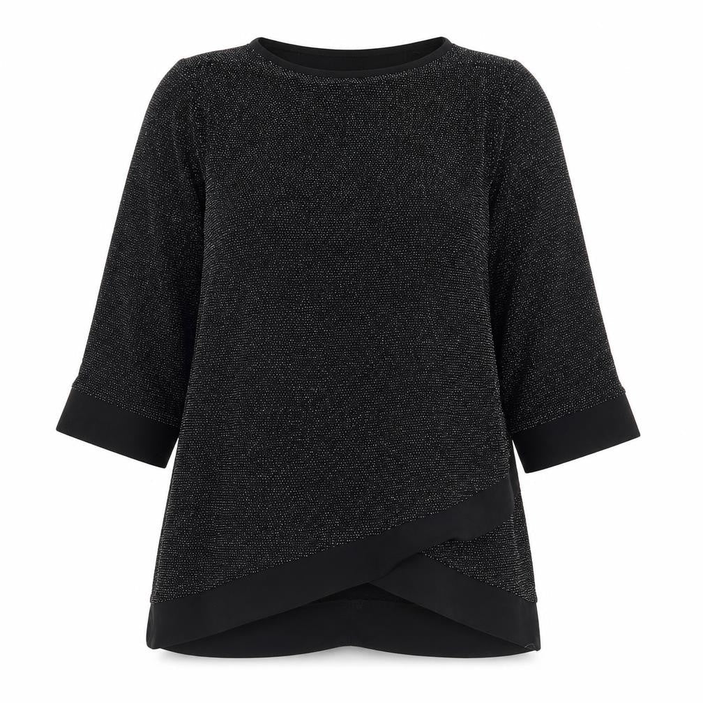 Quiz Womens Black  Nylon Basic T-Shirt Size 10 Round Neck