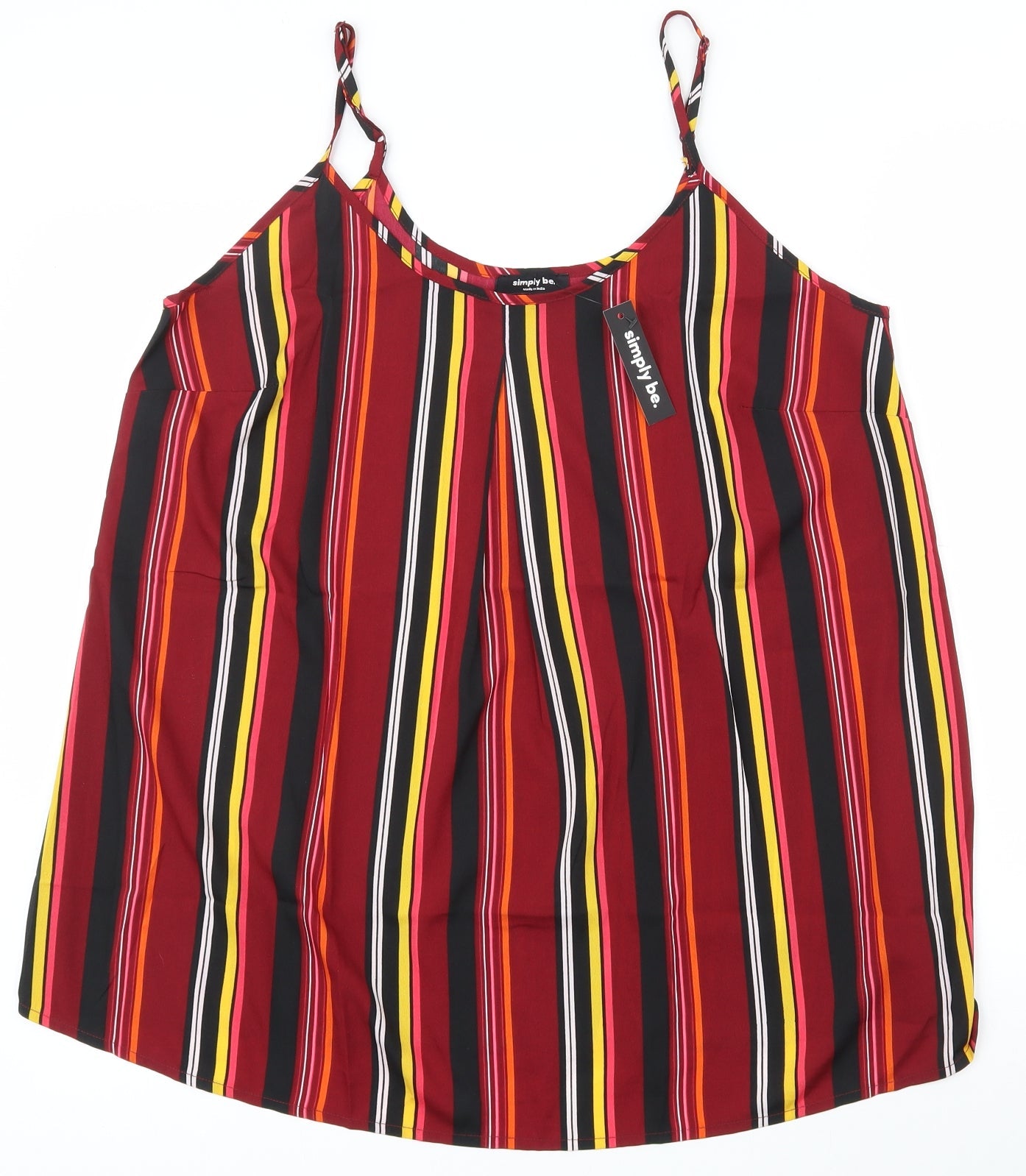 Simply Be Womens Multicoloured Striped Polyester Basic Tank Size 14 Scoop Neck