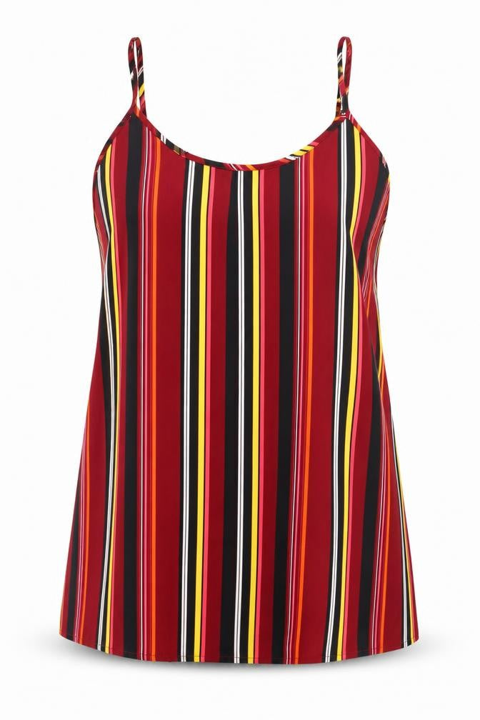 Simply Be Womens Multicoloured Striped Polyester Basic Tank Size 14 Scoop Neck