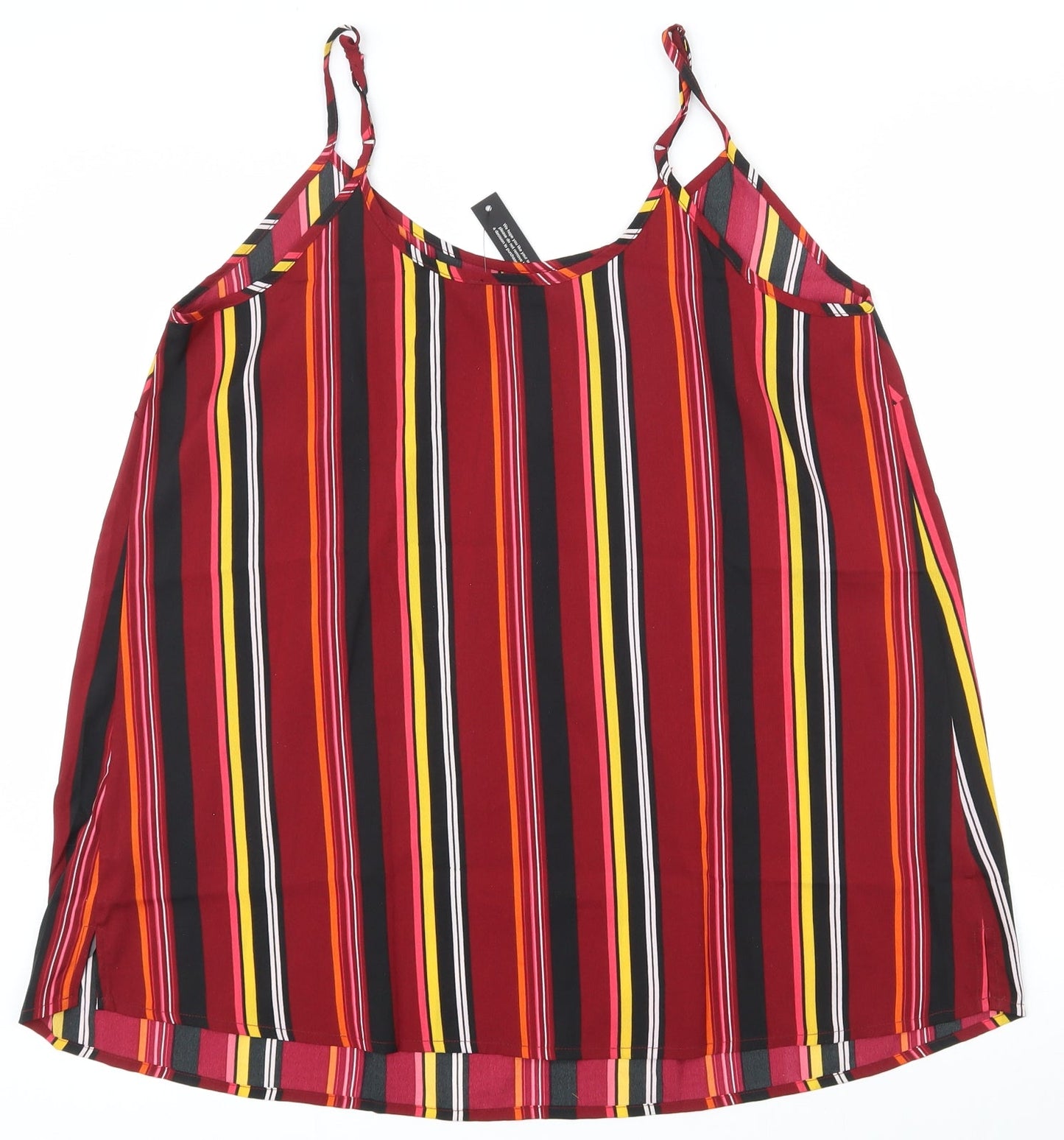 Simply Be Womens Multicoloured Striped Polyester Basic Tank Size 14 Scoop Neck