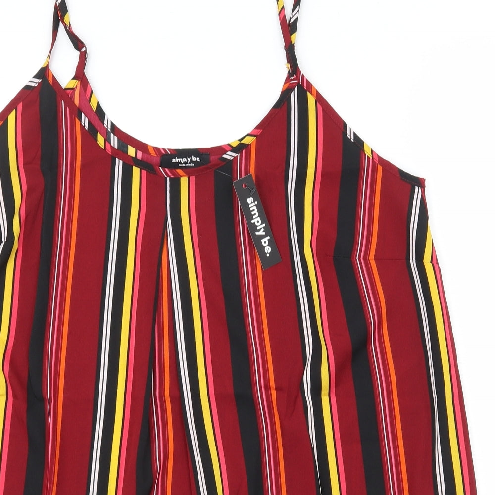 Simply Be Womens Multicoloured Striped Polyester Basic Tank Size 14 Scoop Neck