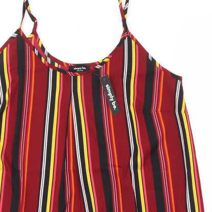 Simply Be Womens Multicoloured Striped Polyester Basic Tank Size 14 Scoop Neck