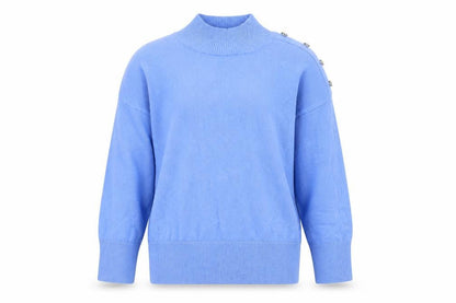 F&F Girls Blue Mock Neck  Viscose Pullover Jumper Size 14 Years  Pullover