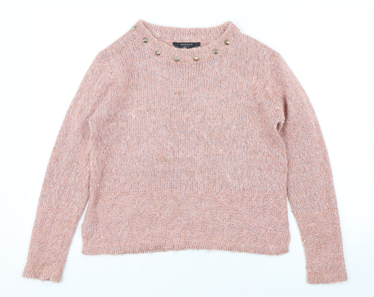 RESERVED Womens Pink Round Neck  Polyester Pullover Jumper Size S