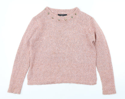 RESERVED Womens Pink Round Neck  Polyester Pullover Jumper Size S
