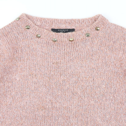 RESERVED Womens Pink Round Neck  Polyester Pullover Jumper Size S