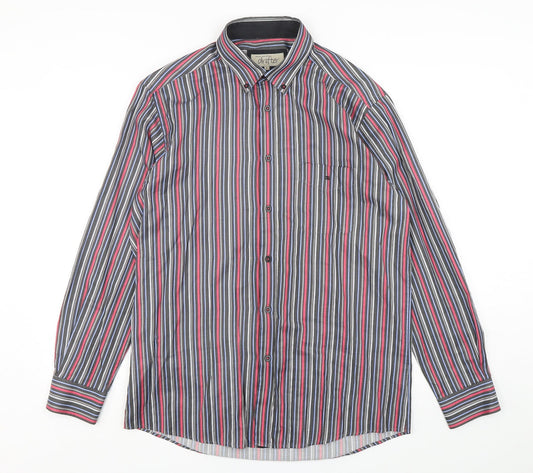 Daniel Grahame Mens Multicoloured Animal Print Cotton  Button-Up Size L Collared Button