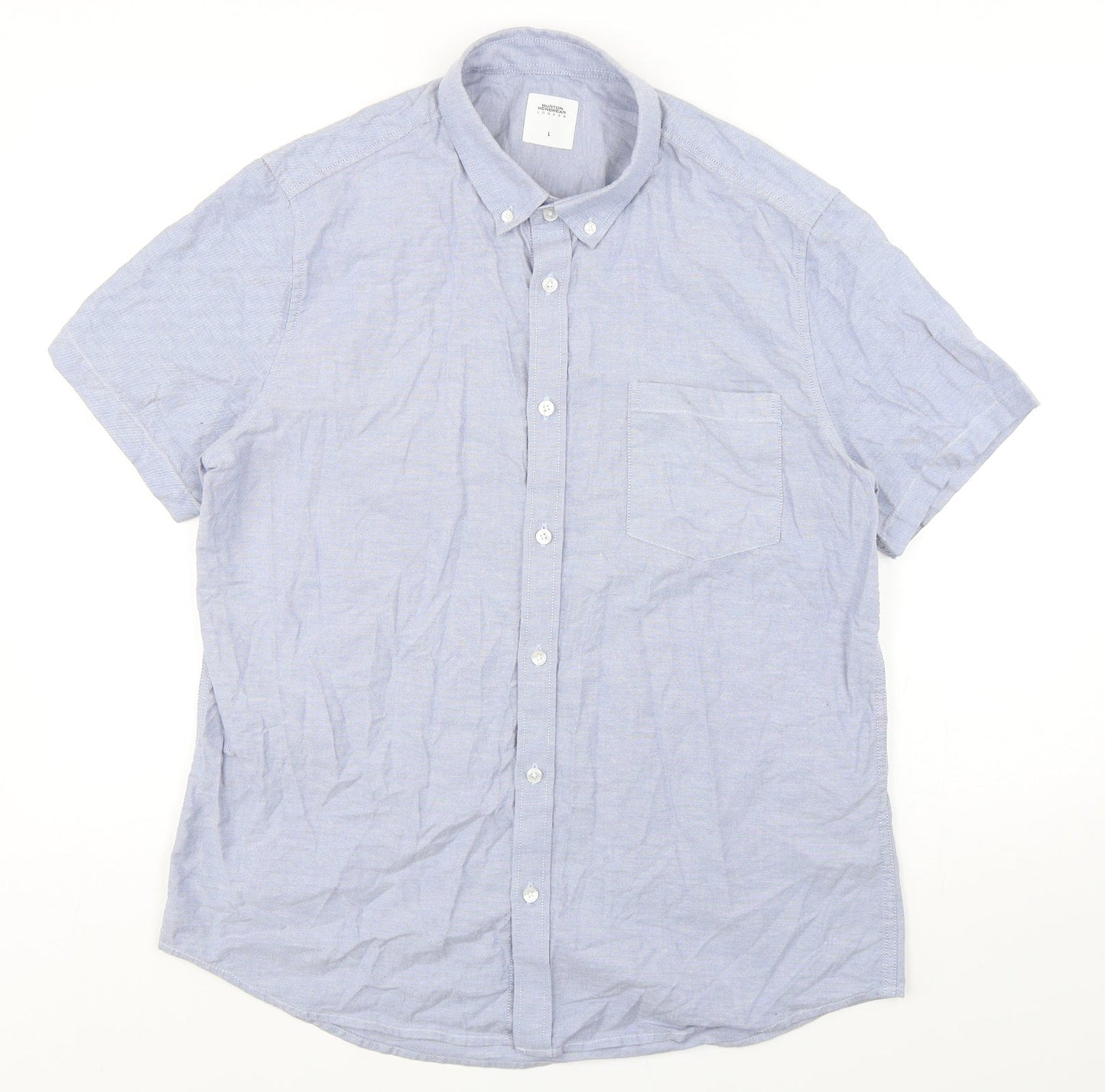 Burton  Mens Blue  Cotton  Button-Up Size L Collared Button