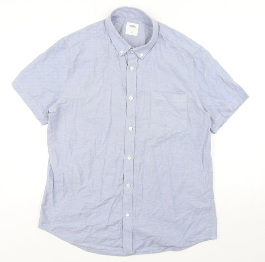 Burton  Mens Blue  Cotton  Button-Up Size L Collared Button