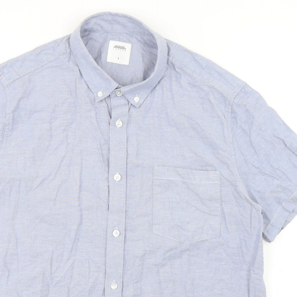 Burton  Mens Blue  Cotton  Button-Up Size L Collared Button