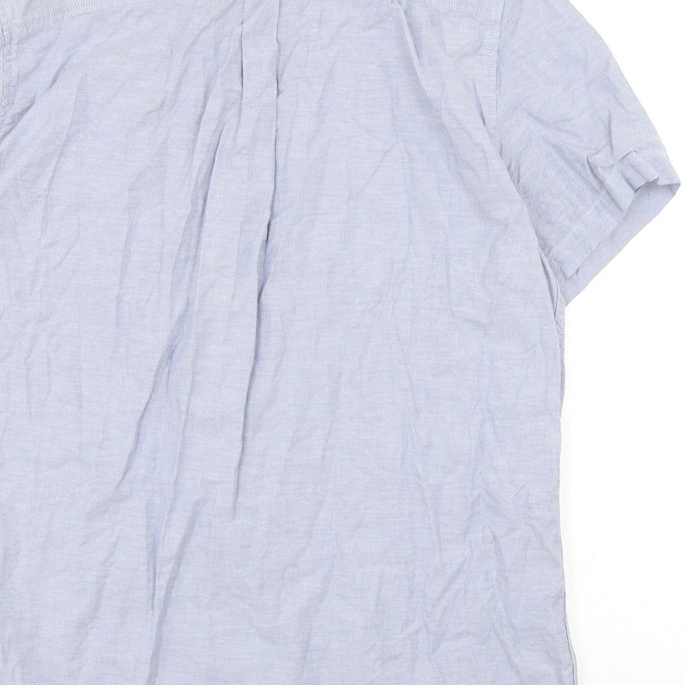 Burton  Mens Blue  Cotton  Button-Up Size L Collared Button