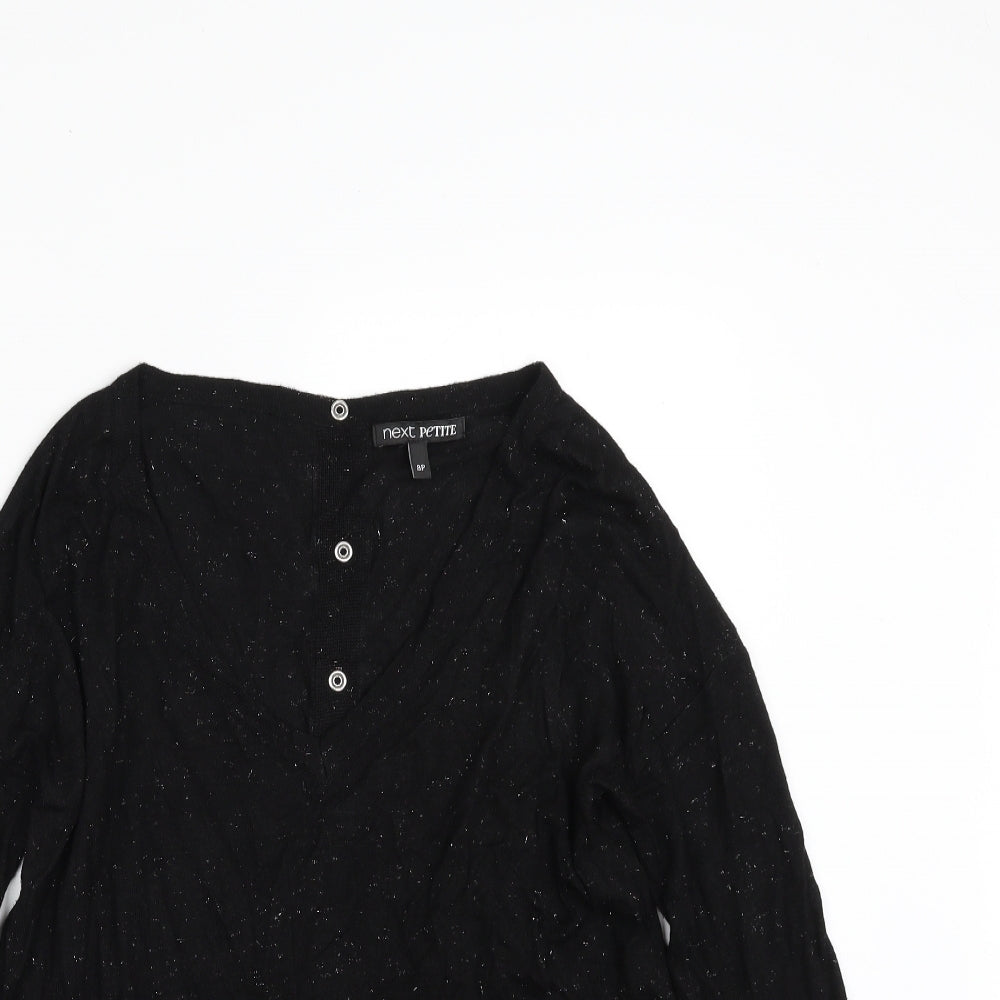 NEXT Womens Black V-Neck  Viscose Pullover Jumper Size 8