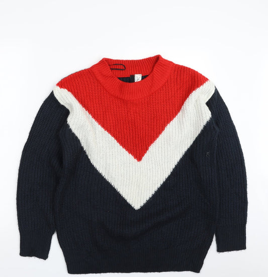H&M Womens Multicoloured Crew Neck  Acrylic Pullover Jumper Size XS