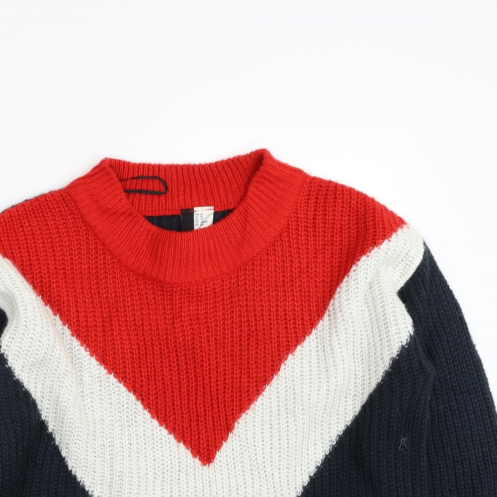 H&M Womens Multicoloured Crew Neck  Acrylic Pullover Jumper Size XS