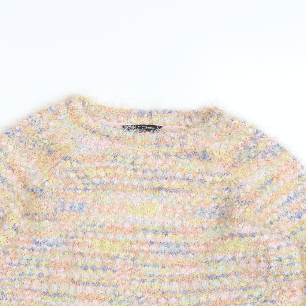 Miss Selfridge Womens Multicoloured Crew Neck  Polyester Pullover Jumper Size 8