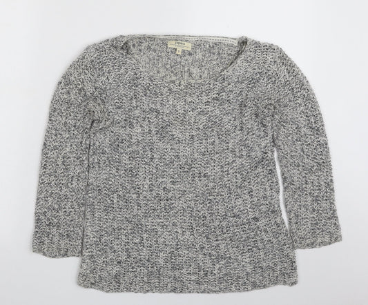 Papaya Womens Grey Boat Neck  Cotton Pullover Jumper Size S