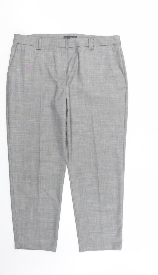 Marks and Spencer Womens Grey  Polyester Dress Pants Trousers Size 16 L28 in Regular Button