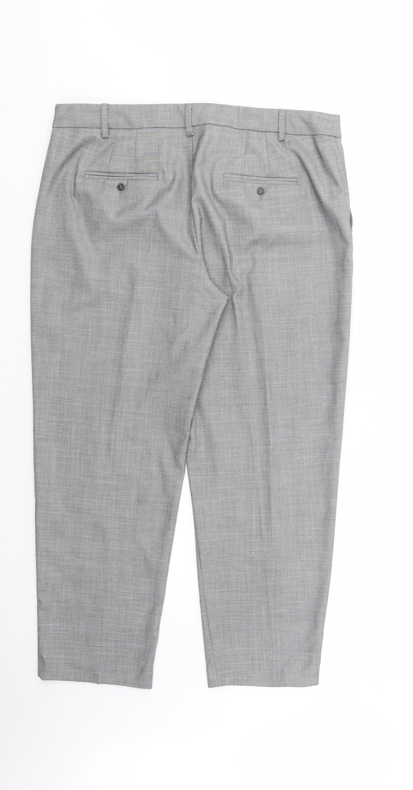 Marks and Spencer Womens Grey  Polyester Dress Pants Trousers Size 16 L28 in Regular Button