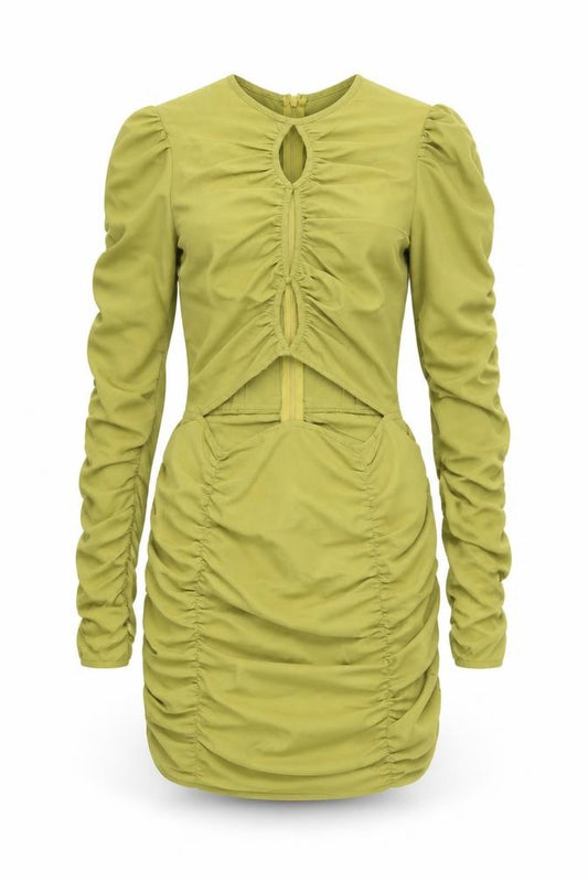 PRETTYLITTLETHING Womens Green  Polyester Bodycon  Size 8  Crew Neck Zip