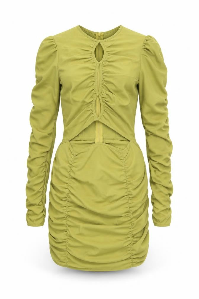 PRETTYLITTLETHING Womens Green  Polyester Bodycon  Size 8  Crew Neck Zip