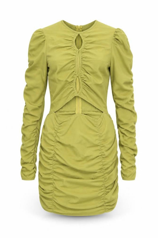 PRETTYLITTLETHING Womens Green  Polyester Bodycon  Size 8  Crew Neck Zip