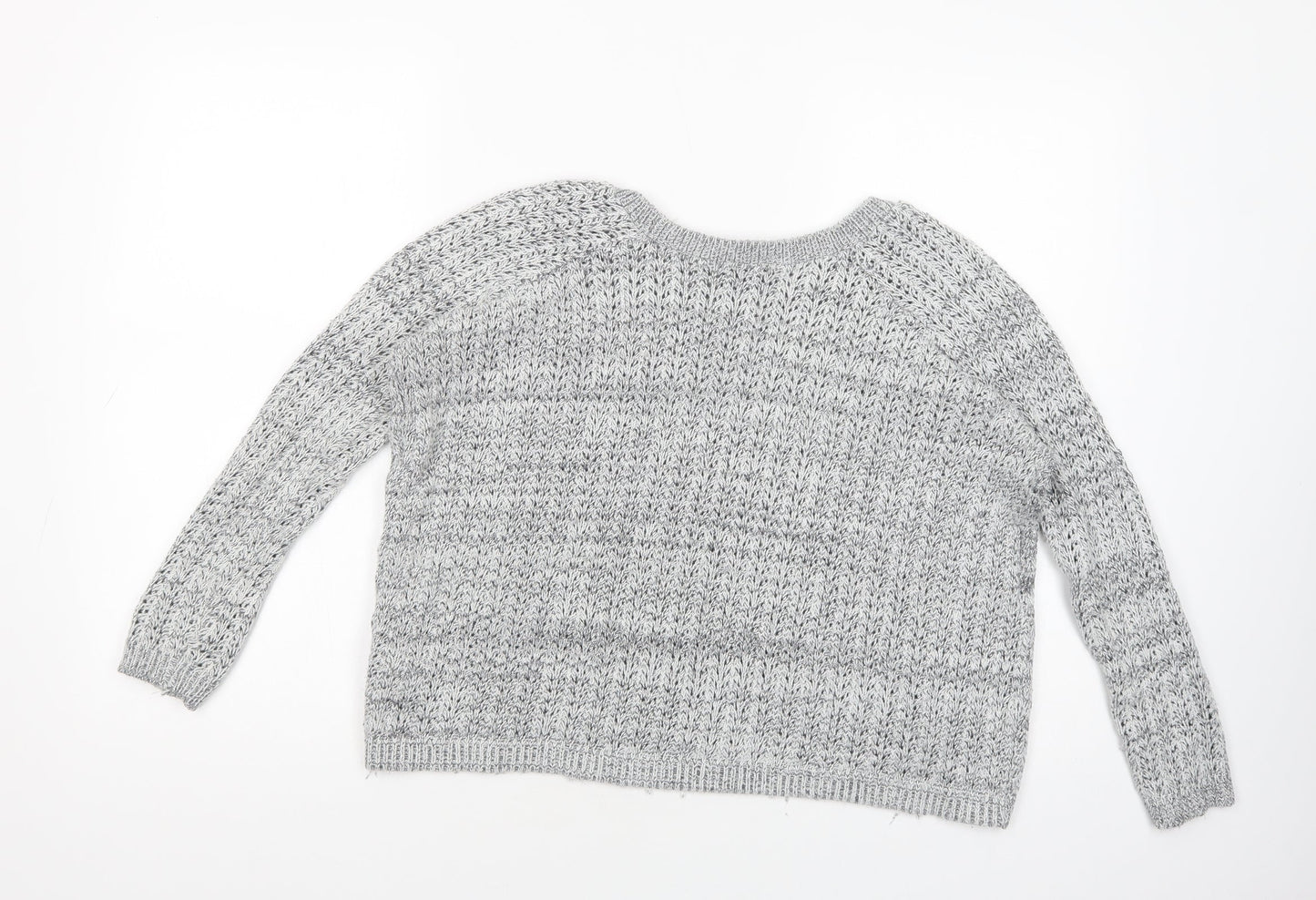 River Island Womens Grey Boat Neck  Cotton Pullover Jumper Size 12
