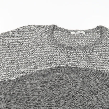 Duffy Womens Grey Scoop Neck  Linen Pullover Jumper Size S