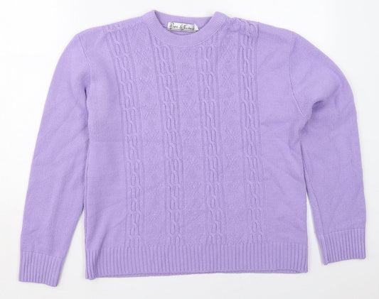 Pure & Natural Womens Purple Crew Neck  Acrylic Pullover Jumper Size M